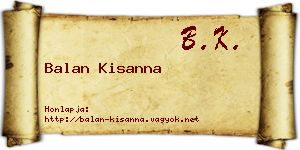 Balan Kisanna névjegykártya
